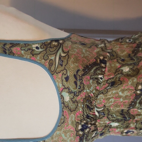 Free People Tank Top Racerback Green Scoop Neck Floral Small - Picture 2 of 5